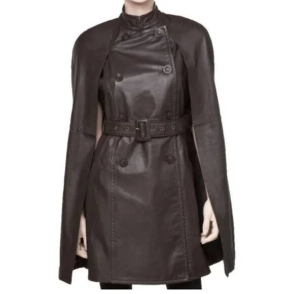 NEW LEON MAX Women's Genuine Leather Jacket With Cape S28/80 - Picture 2 of 6